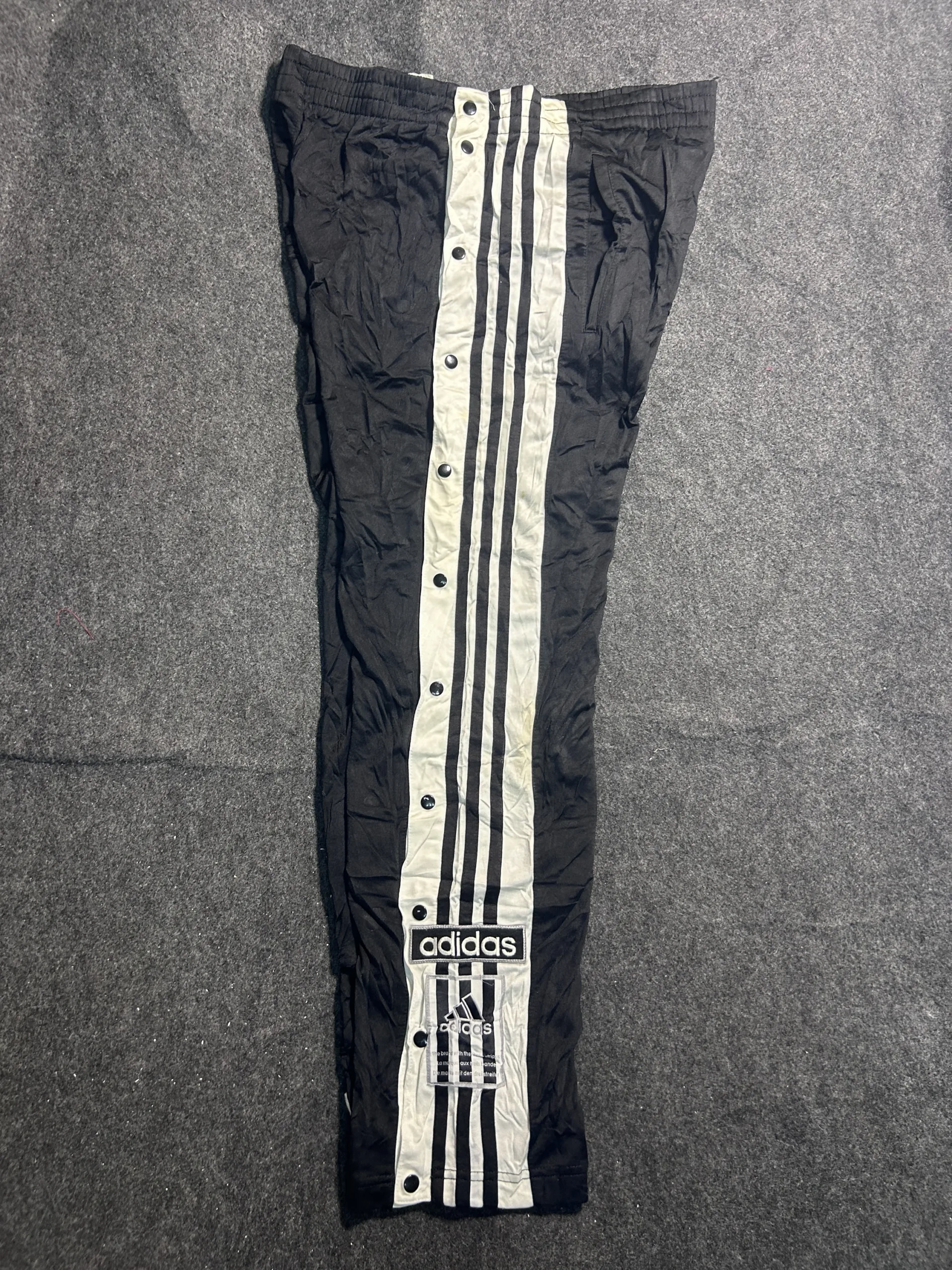 Adidas Vintage 3-Stripes Snap Track Pants Black & White | Waist 32–34