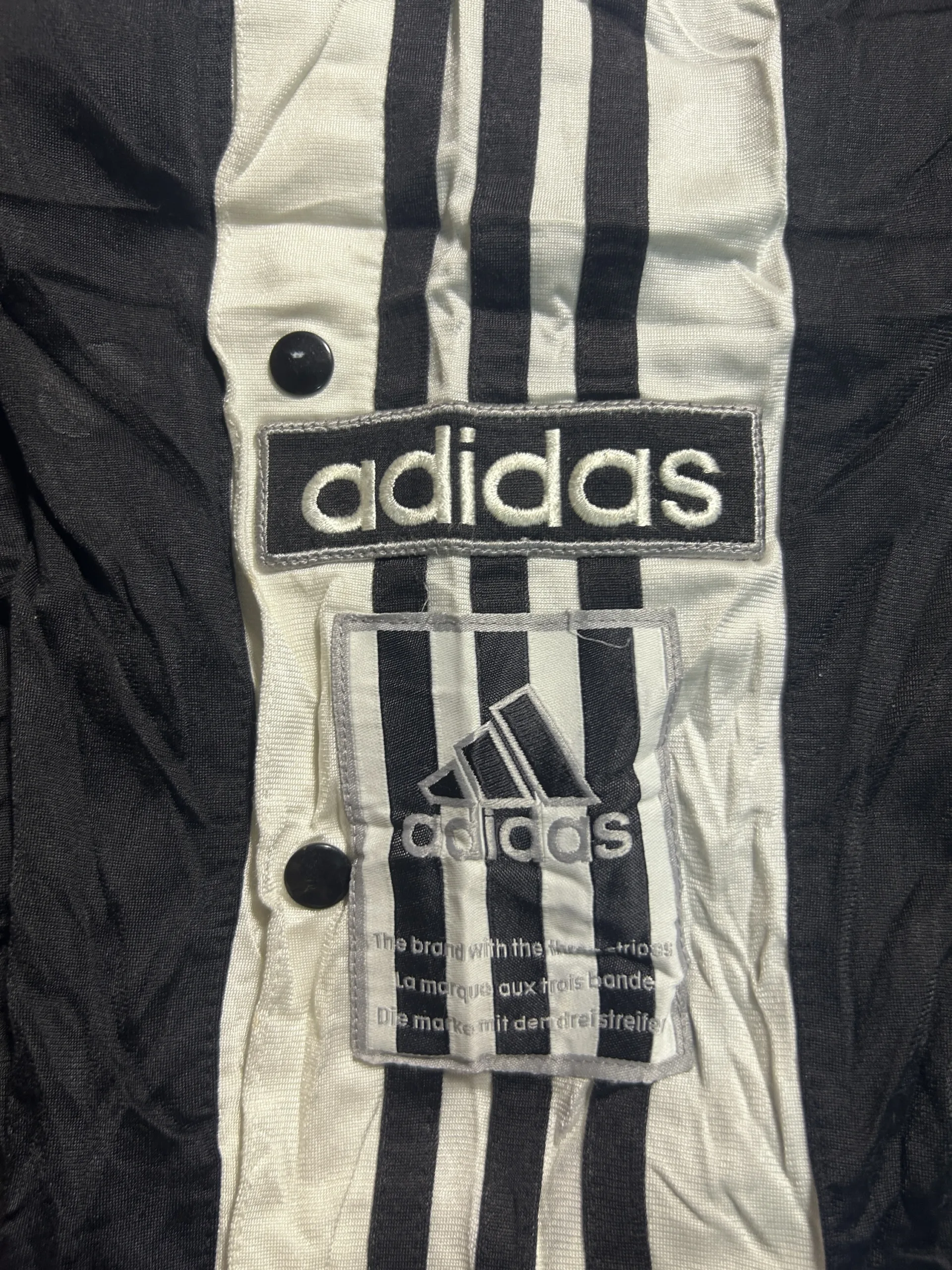 Adidas Vintage 3-Stripes Snap Track Pants Black & White | Waist 32–34