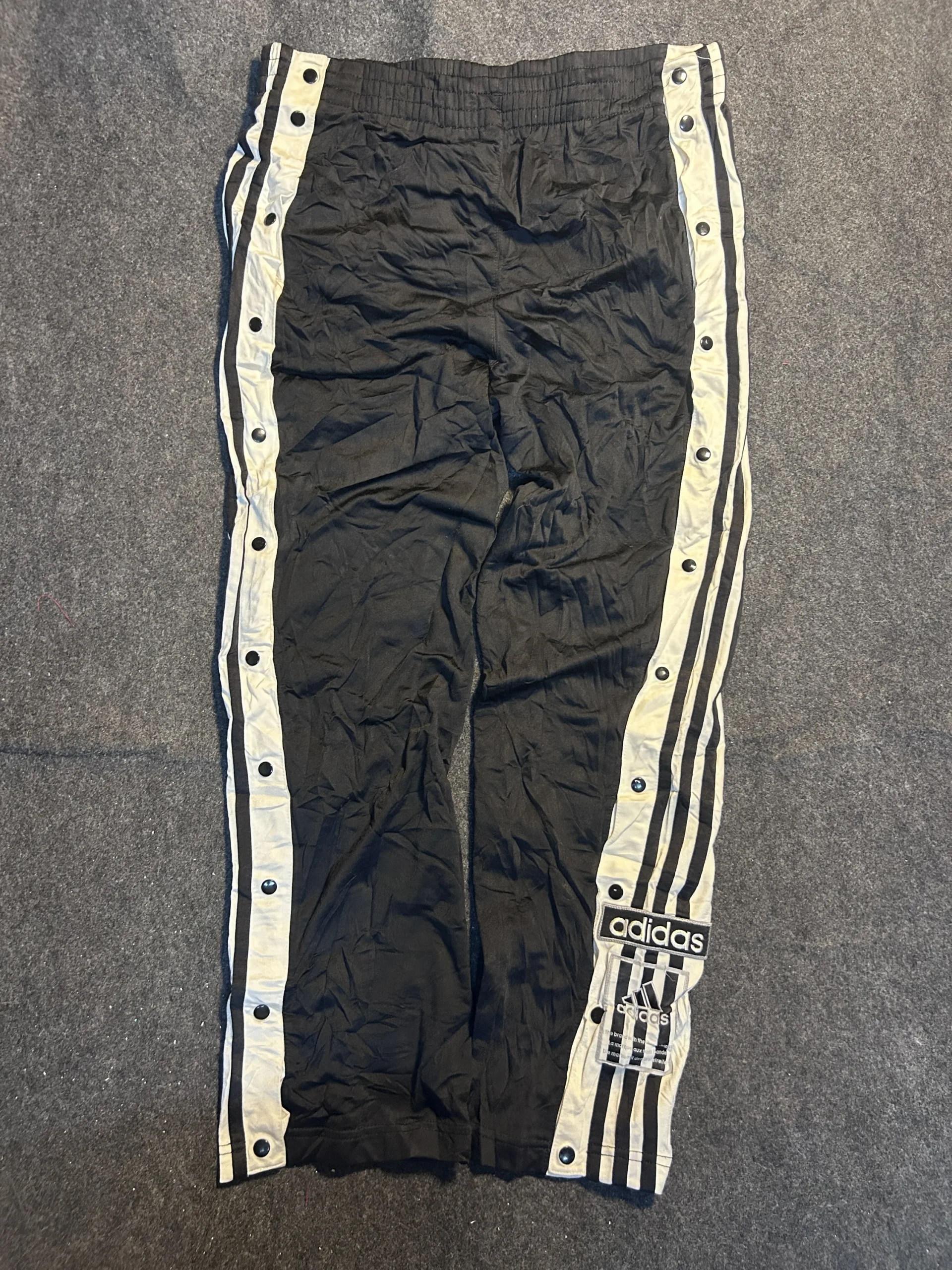 Adidas Vintage 3-Stripes Snap Track Pants Black & White | Waist 32–34