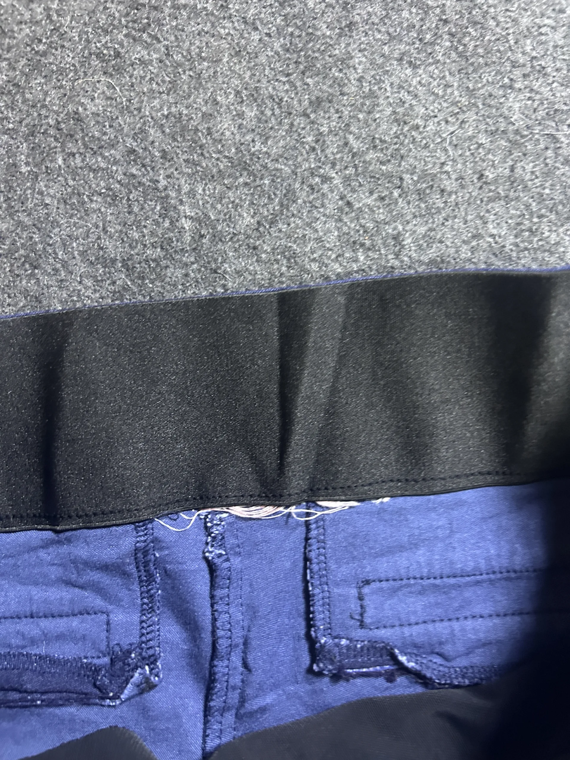 Women’s Navy Blue Body Fit Stretch Trousers – Slim Fit Casual Pants with Zip Pockets
