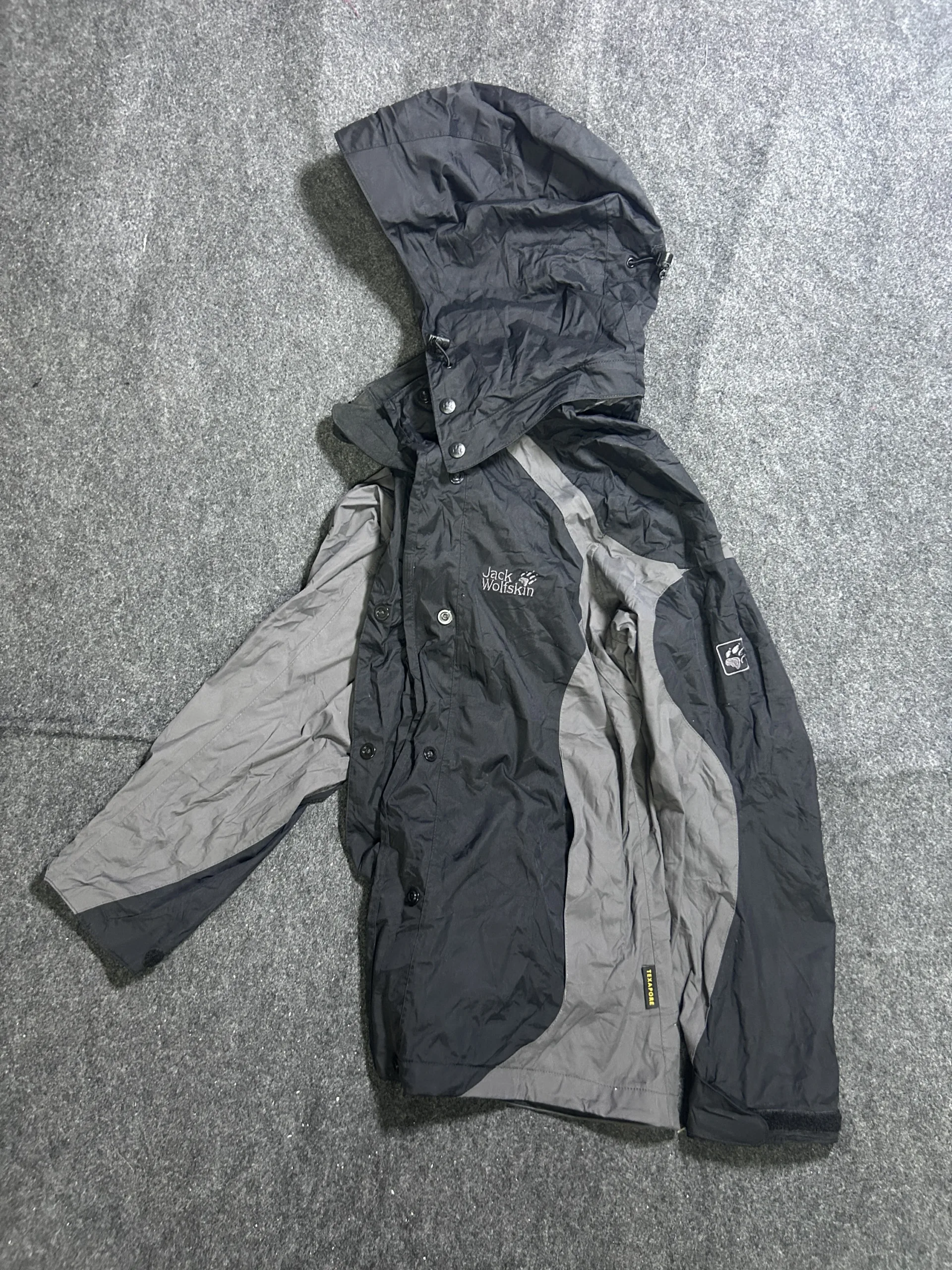 Jack Wolfskin Texapore Waterproof Hooded Outdoor Jacket Black Grey M
