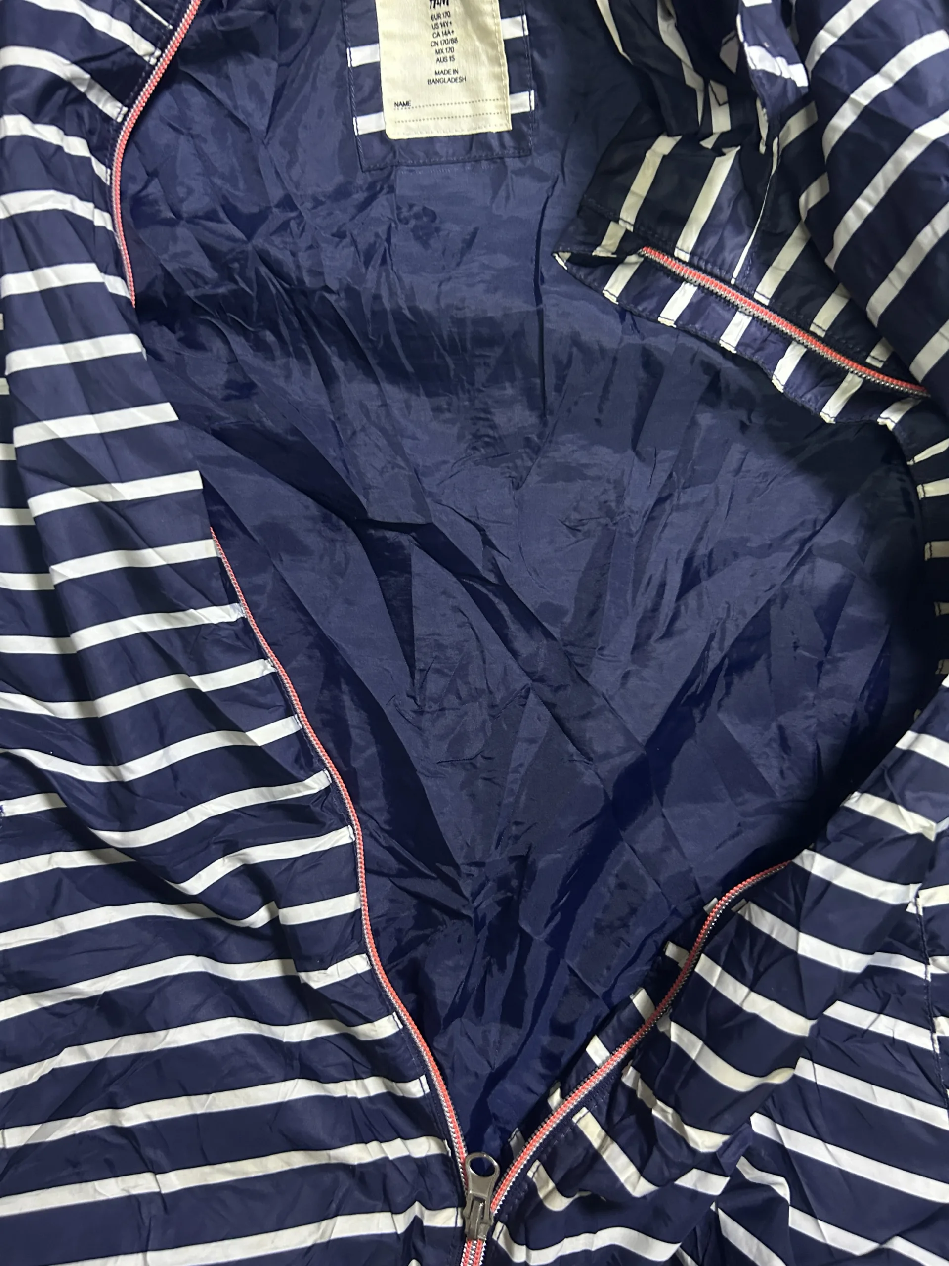 H&M Kids Striped Hooded Water Resistant Windbreaker Jacket S