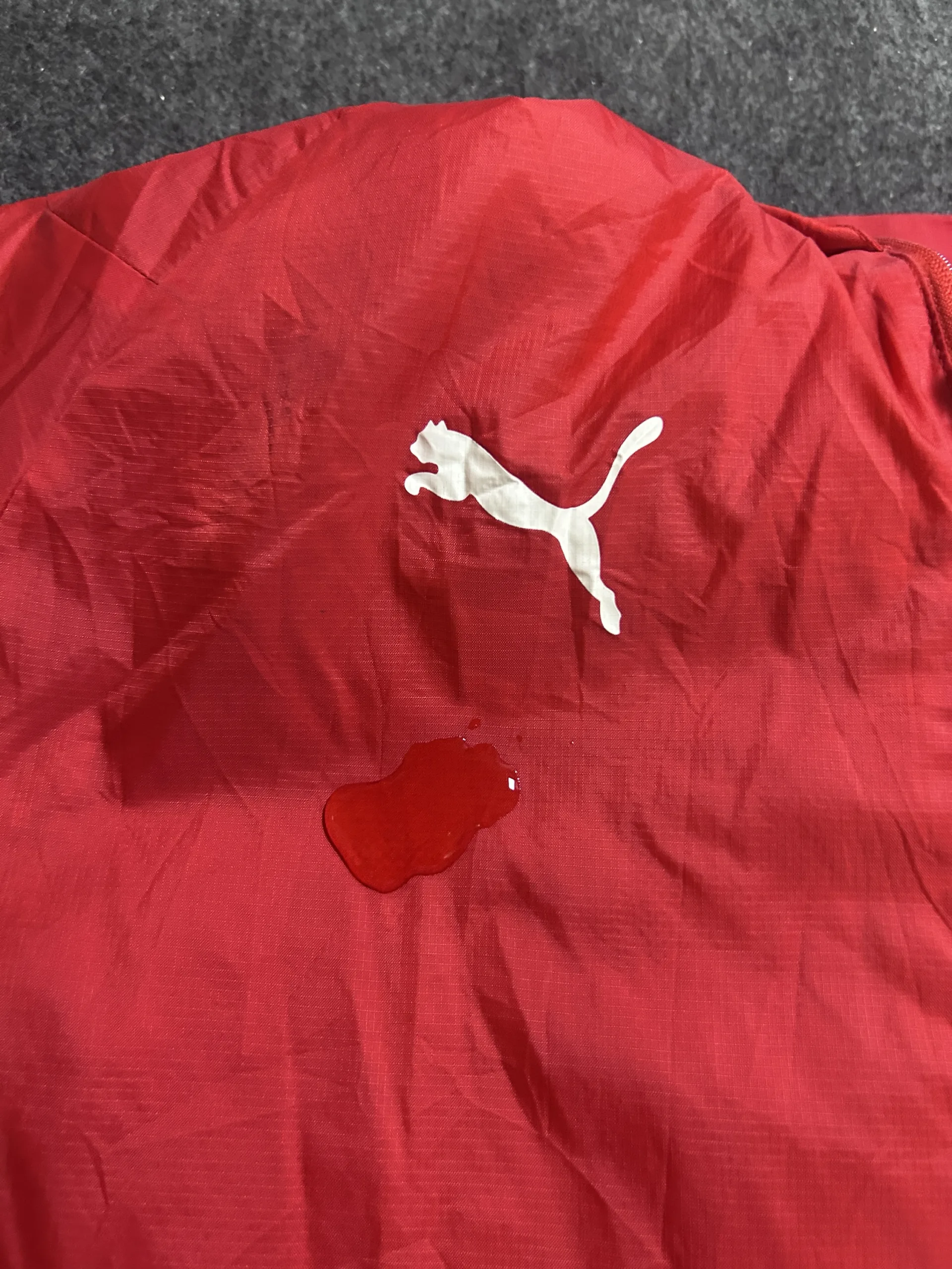 Puma Red Hooded Waterproof Football Training Jacket 1FC Merseburg L