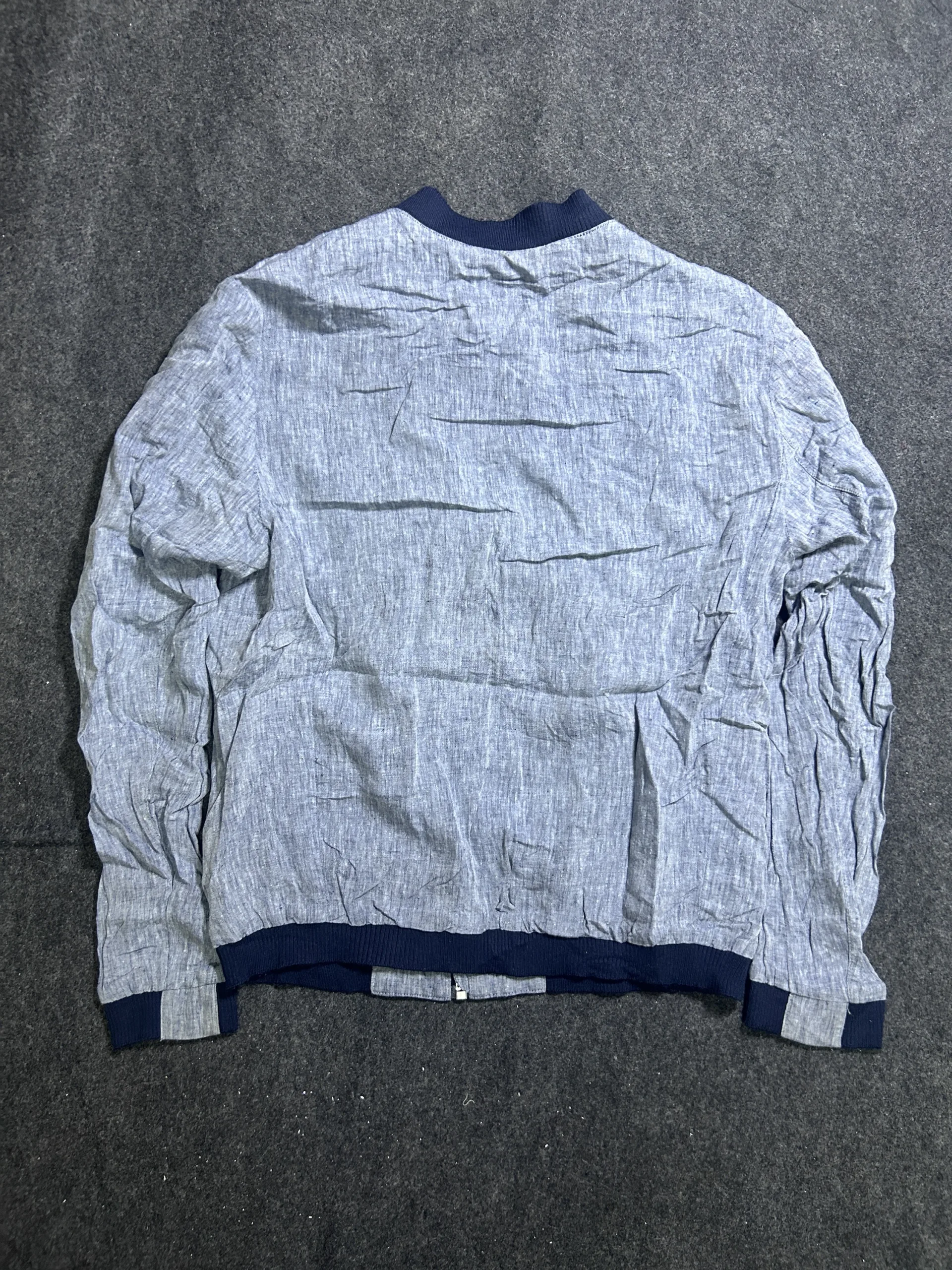 Jack & Jones Core Performance Linen Blend Bomber Jacket | Grey & Navy | M