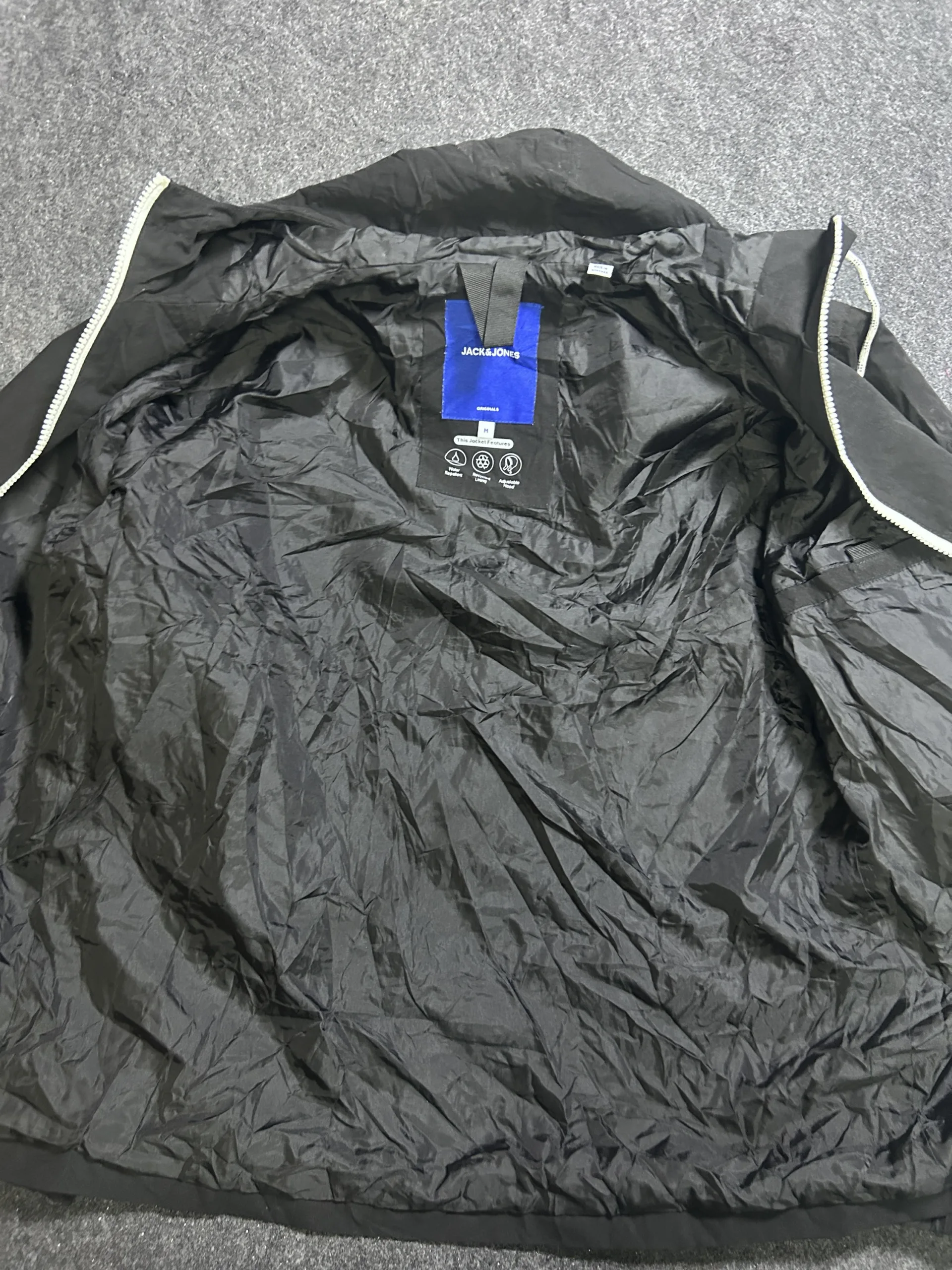 Jack & Jones Originals Black Hooded Water-Repellent Jacket | Men’s M