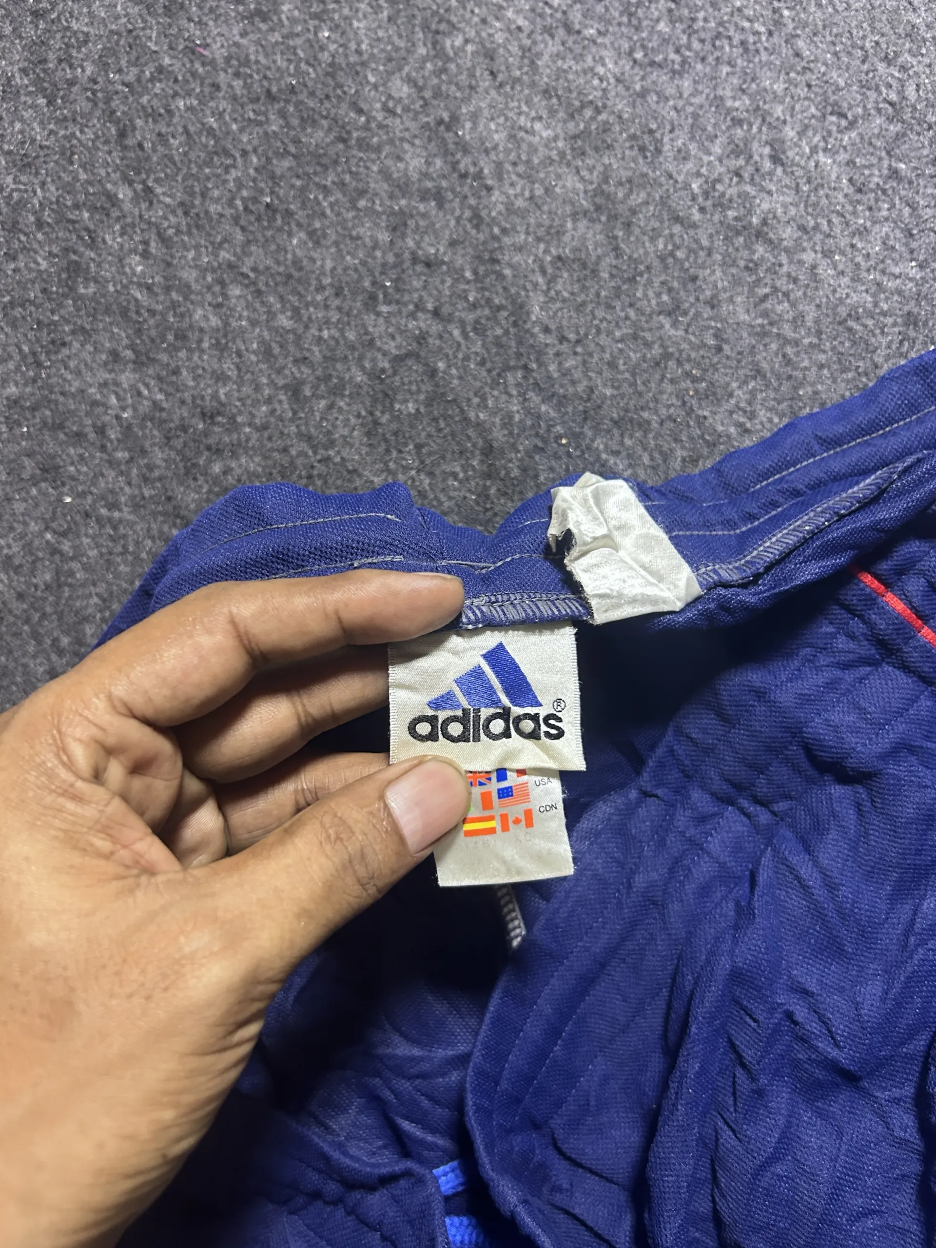 Adidas Blue Sports Shorts with Red & White Stripes | XL /XXL