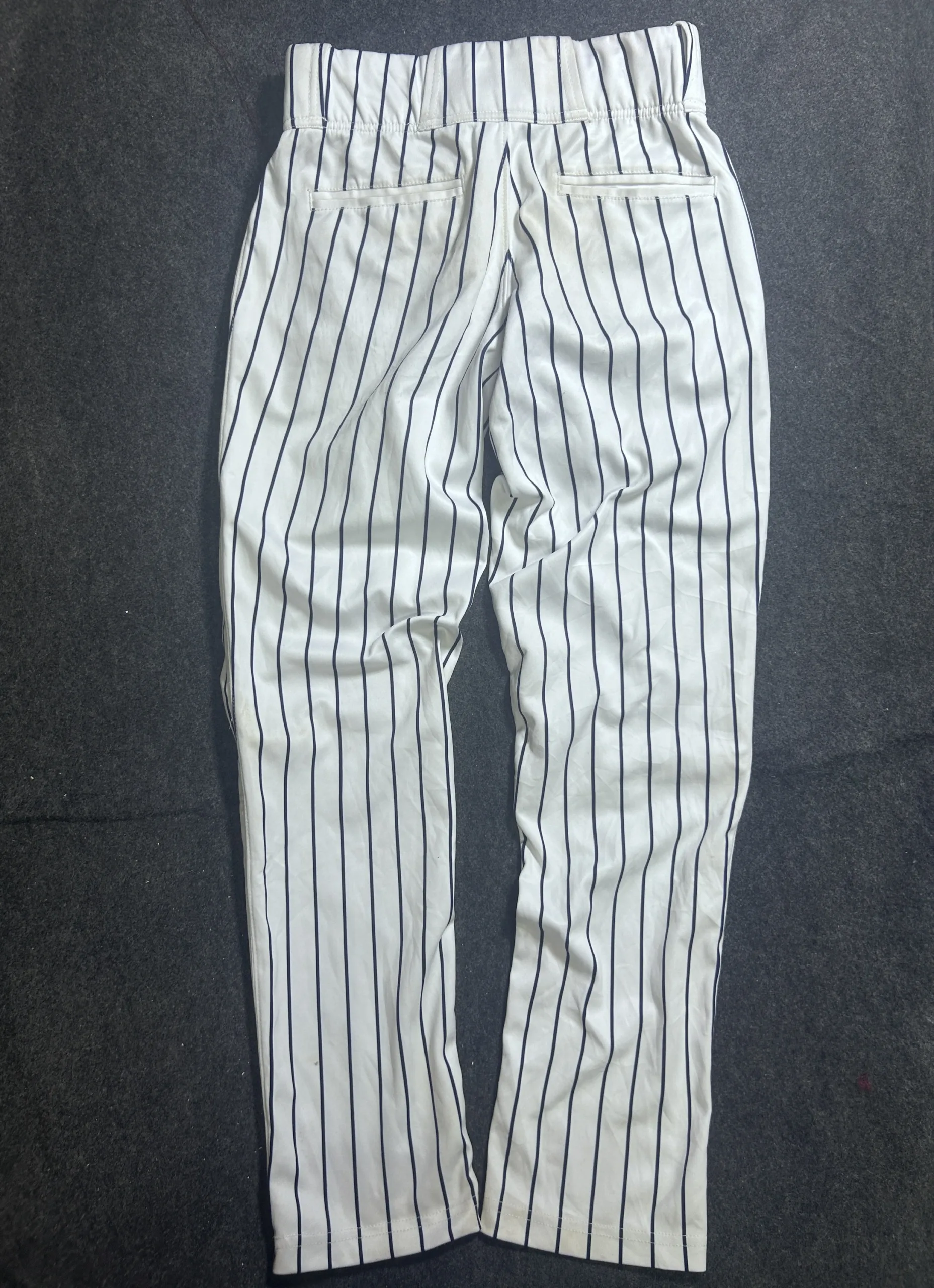 New Balance Pinstripe Baseball Pants – White/Navy | Waist 28