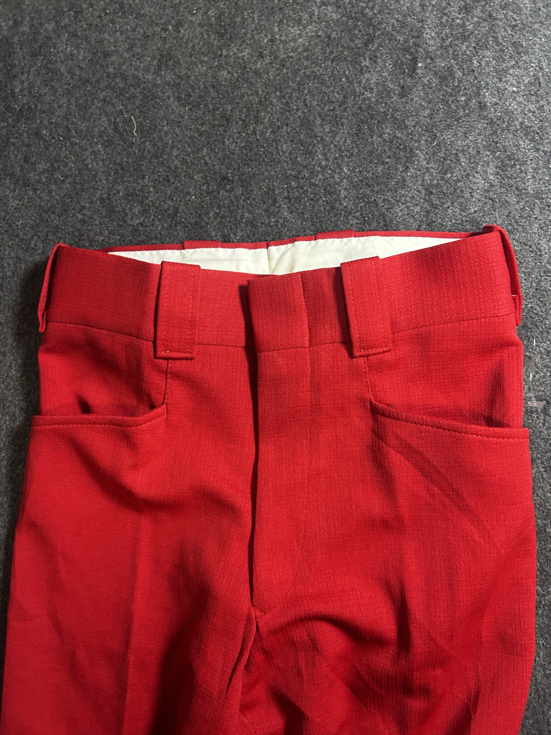Vintage Red Flared Dress Pants 28 Waist | 70s Style Polyester Slacks | Unused