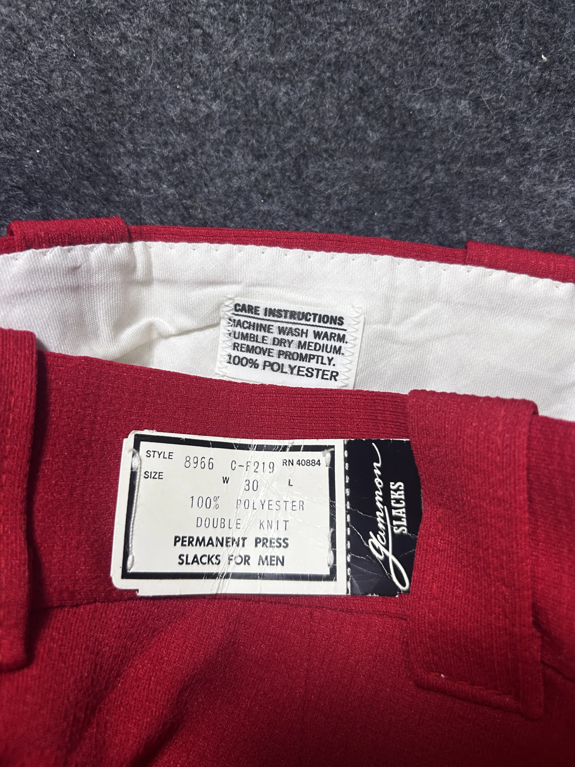 Vintage Red Flared Dress Pants 28 Waist | 70s Style Polyester Slacks | Unused
