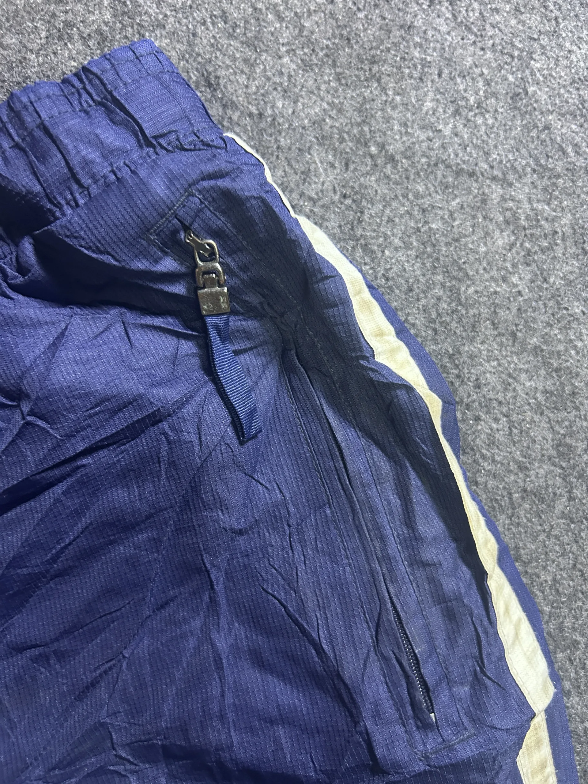 Reebok Hockey Track Pants Blue Adjustable Waist Hem Zip | XL