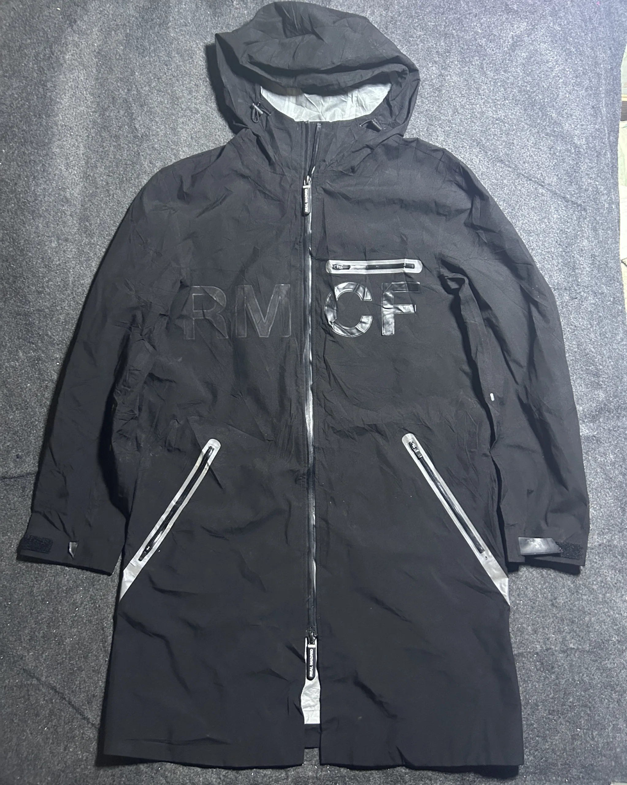 Real Madrid By Jack & Jones Black Waterproof Long Coat Windbreaker | | Size M