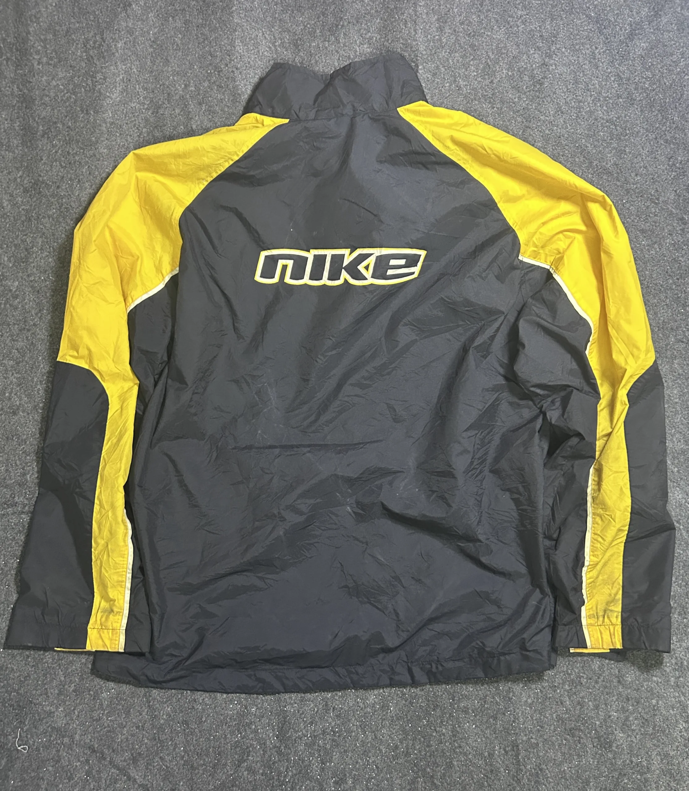 Nike Vintage Windbreaker Jacket Black Yellow Waterproof XXL