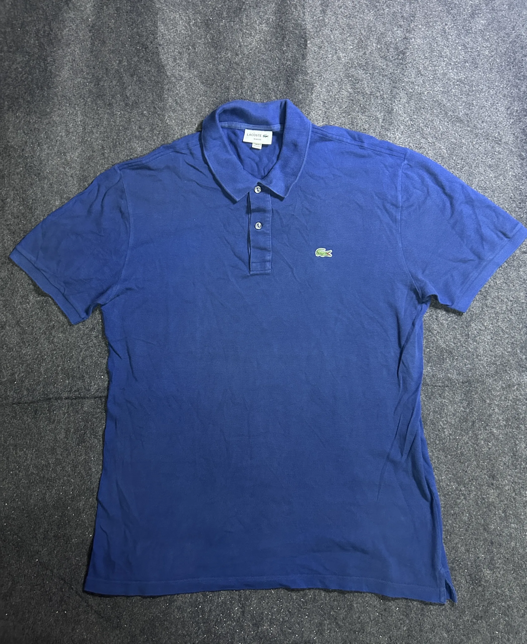 Lacoste Blue Slim Fit Polo Shirt – Classic Croc Logo | M