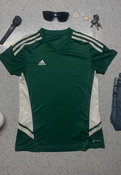 ADIDAS Mens Aeroready T-Shirt Top Medium Green Colourblock Polyester