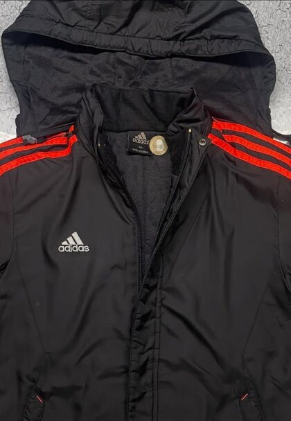 Adidas 3 Stripes Jacket removbal hoodie Red Black Colour Size M