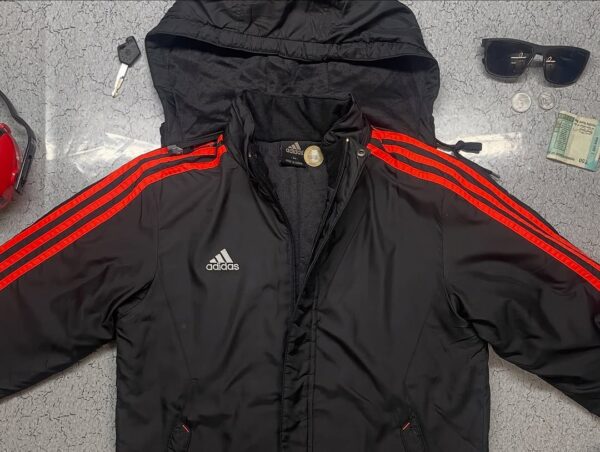 Adidas 3 Stripes Jacket removbal hoodie Red Black Colour Size M