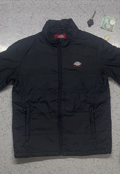 Dickies Black Puffer Jacket with Embroidery Logo