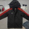 Adidas 3 Stripes Jacket removbal hoodie Red Black Colour Size M