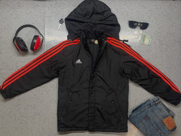 Adidas 3 Stripes Jacket removbal hoodie Red Black Colour Size M