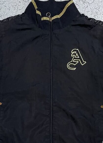 asics women jacket black and gold