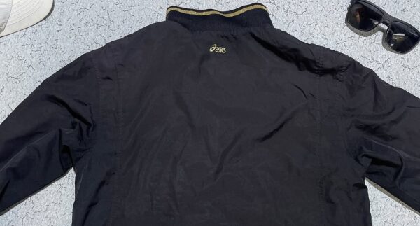 asics women jacket black and gold