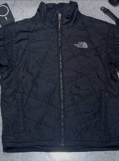 The North Face Black Patterned/Sequence Puffer Jacket Size m FOR Winter