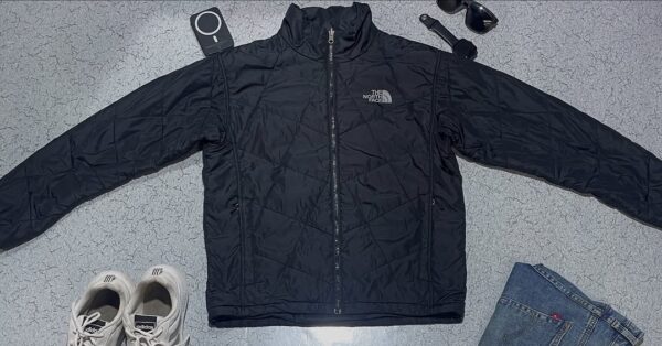 The North Face Black Patterned/Sequence Puffer Jacket Size m FOR Winter