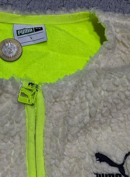 PUMA Trail sherpa FZ Jacket Minimalistic logo lamb's wool Zipper Creamy White Women's Jacket