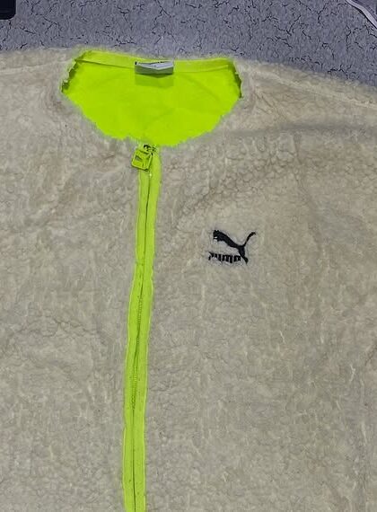 PUMA Trail sherpa FZ Jacket Minimalistic logo lamb's wool Zipper Creamy White Women's Jacket