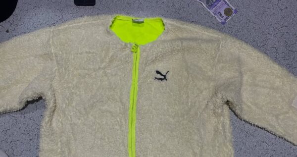 PUMA Trail sherpa FZ Jacket Minimalistic logo lamb's wool Zipper Creamy White Women's Jacket