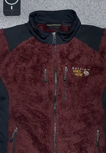 Mountain Hardwear Fuzzy Zip Up Maroon Burgundy Furry Fleece Jacket