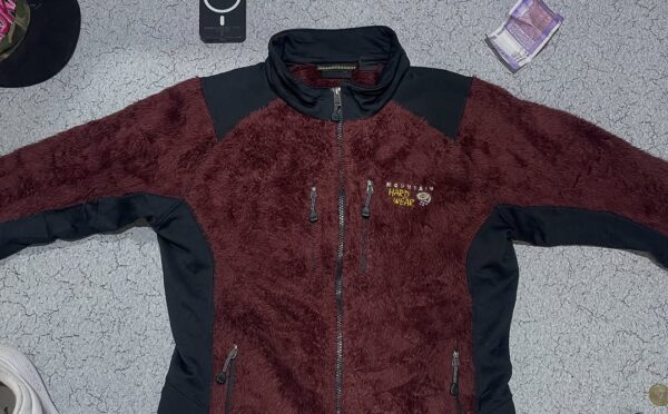 Mountain Hardwear Fuzzy Zip Up Maroon Burgundy Furry Fleece Jacket