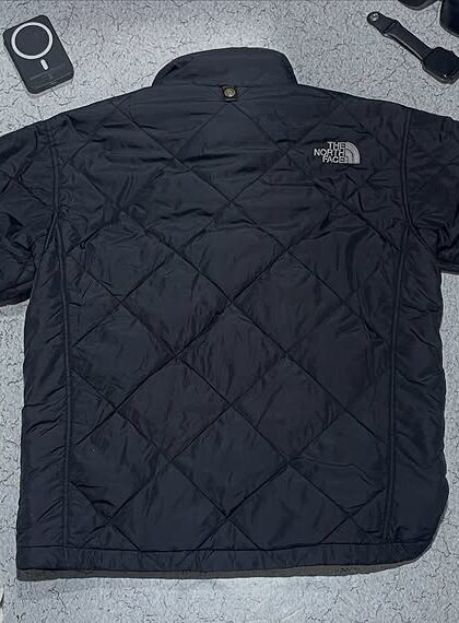 The North Face Black Patterned/Sequence Puffer Jacket Size m FOR Winter