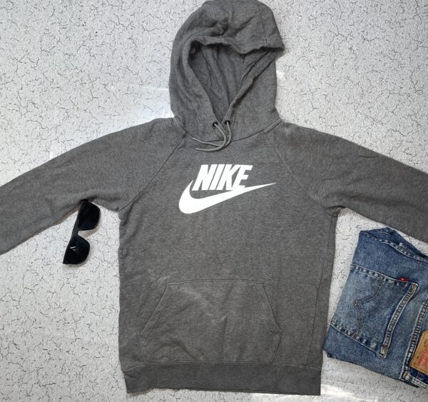 Nike Hoodie Men's Size S Gray Pullover Long Sleeve Sweatshirt Big Logo Casual