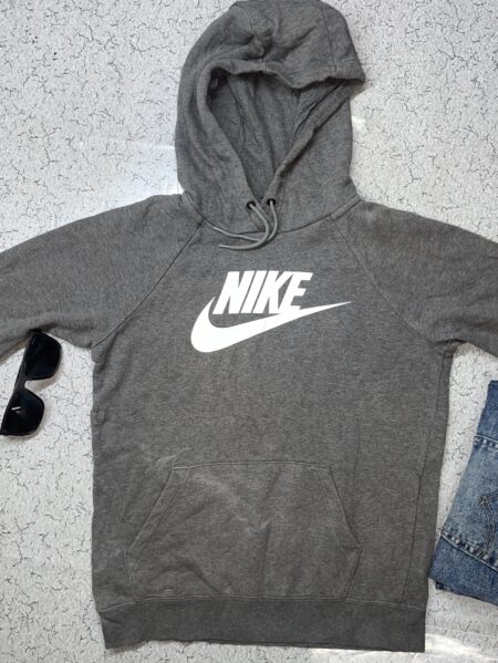Nike Hoodie Men's Size S Gray Pullover Long Sleeve Sweatshirt Big Logo Casual