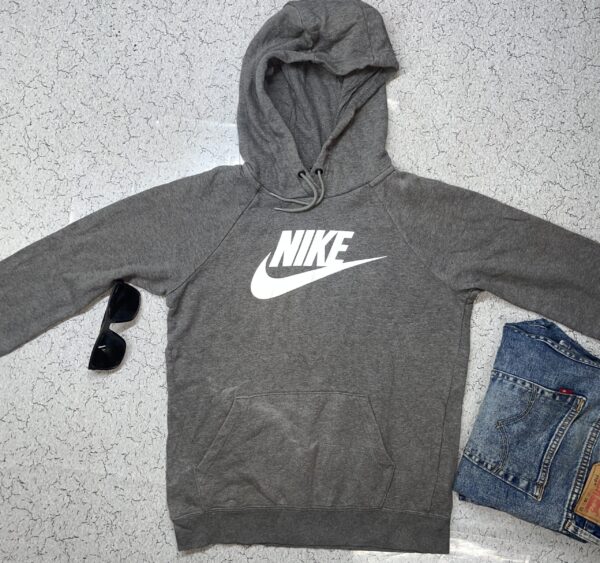 Nike Hoodie Men's Size S Gray Pullover Long Sleeve Sweatshirt Big Logo Casual