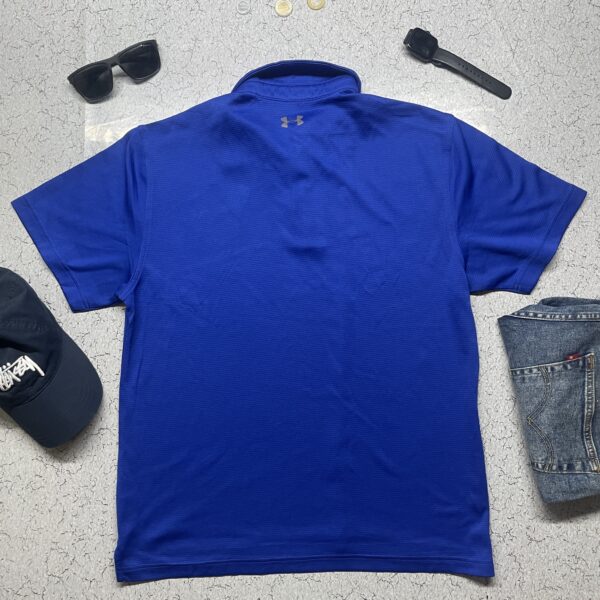 Under Armour Men's Blue Polo Shirt Polyester Collared Striped Short Sleeve SIZE M - Image 3