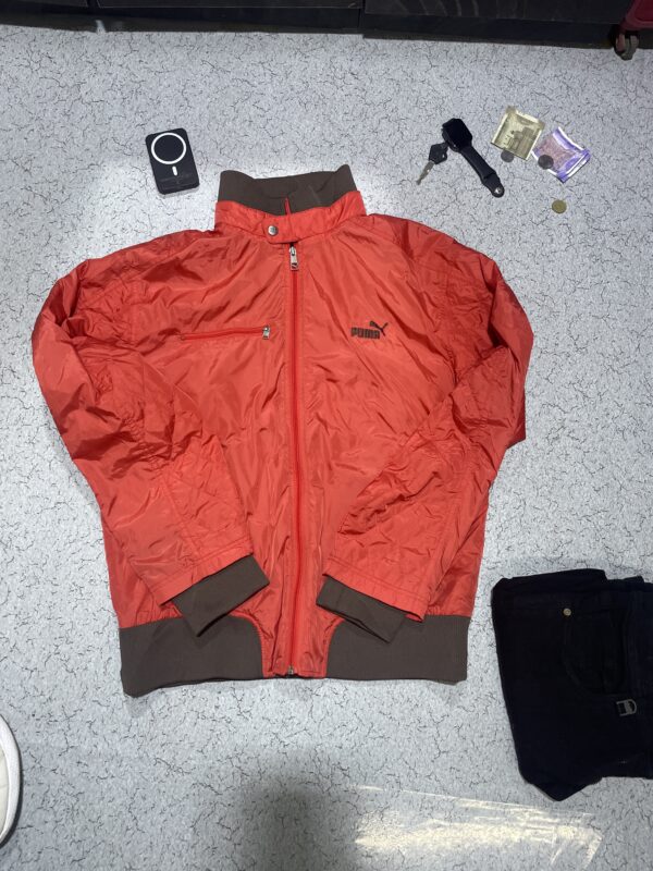 PUMA Bomber Jacket UK 8 M Red Colourblock - Image 5