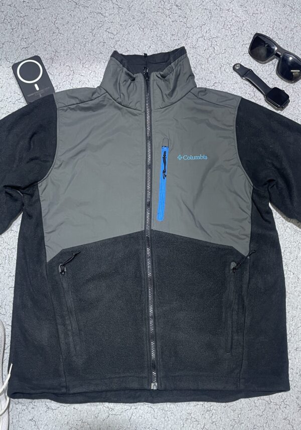 Columbia Jacket Lined Full Zip Midweight Youth L 14/16 EUC Gray / Teal - Image 3