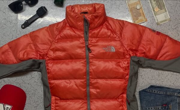 The North Face 800 Summit Series Puffer Winter Jacket Orange Grey Size - Image 4