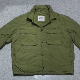 Vintage × Zara Army Green Vintage Zara Puffer Down Bomber Jacket