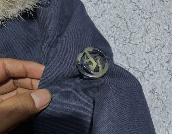 Armani Jeans Women’s Double-Breasted Winter Coat Navy Faux Fur - Image 5