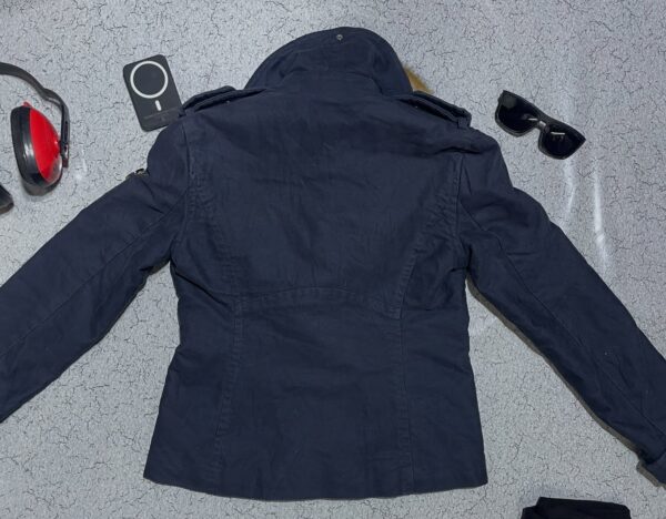 Armani Jeans Women’s Double-Breasted Winter Coat Navy Faux Fur - Image 9