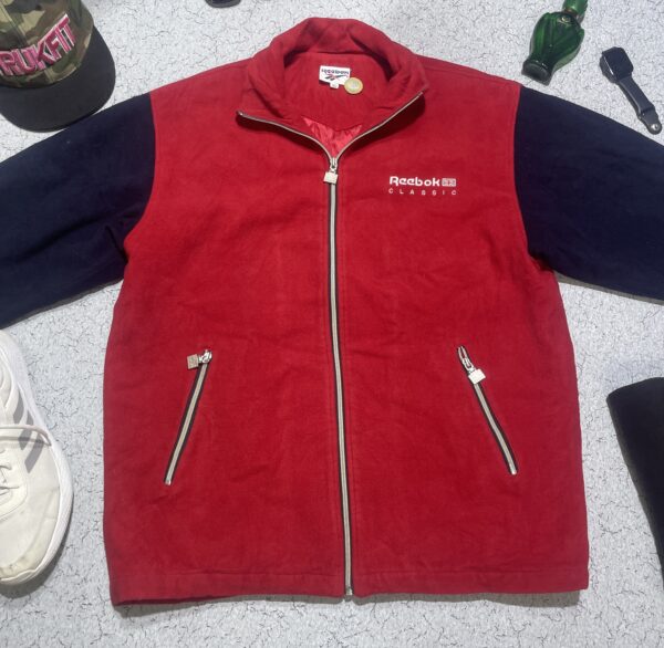 VINTAGE REEBOK CLASSIC WOOL VARSITY JACKET IN RED AND BLACK XXL - Image 2