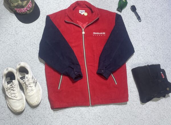 VINTAGE REEBOK CLASSIC WOOL VARSITY JACKET IN RED AND BLACK XXL - Image 5