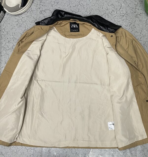 Zara Combination Barn Jacket with a contrast faux leather collar size XL - Image 6