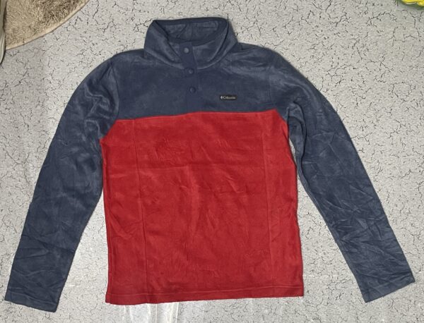 Columbia Men’s Fleece lite Weight Sweatshirt Red Blue Size S
