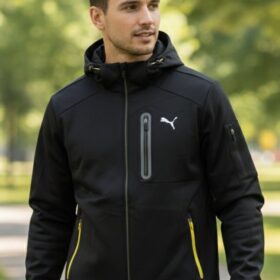 Puma Softshell Hooded Jacket Windproof Active Sports Track Jacket-M