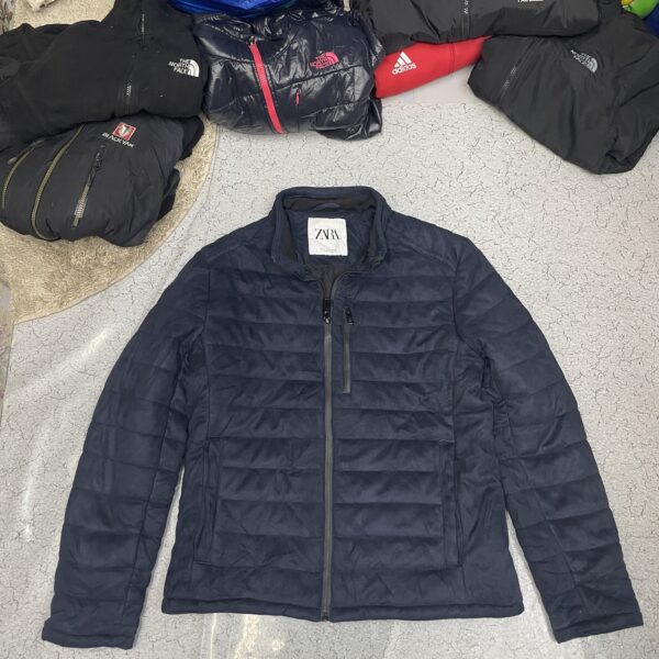 ZARA Quilted Lightweight Insulated Jacket Navy Blue L