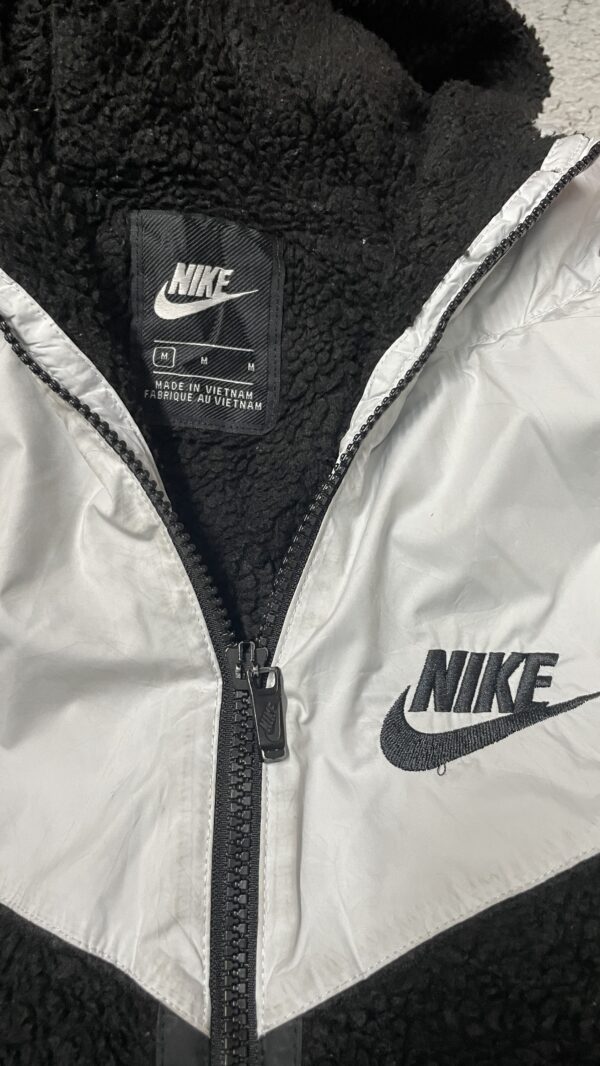 Nike Hooded Puffer Fleece winter Jacket Black & White - S - Image 7